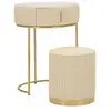 Image de Table de chevet avec pouf pok 70cm crème & or