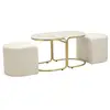Image de Table basse avec 2 poufs relax 79cm blanc & or