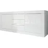 Image de Buffet Basico 2 Portes 3 Tiroirs Blanc Laqué Brillant - L210xp42xh85,8 Cm