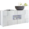 Image de Buffet MILANO - Décor blanc laqué brillant - 2 portes 2 tiroirs - L181 x P43 x H84 cm