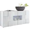 Image de Buffet milano blanc laque brillant 2 portes 2 tiroirs 181 x 43 x 84 cm 209008-07