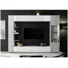 Image de Composition murale tv sans marque l295xp30xh187 cm blanc laque et beton 709007-3B