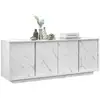 Image de Buffet - Marbre Blanc - Style Chic - 4 Portes - Marmo - L 180 X P 43 X H 70 Cm