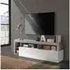 Image de Meuble tv mobile blanc laqué et gris ciment 184 cm dorian bc