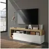 Image de Meuble tv moderne pour salon 184cm blanc brillant chêne dorian br