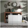 Image de Buffet en bois 146 cm 3 portes blanc brillant hailey mr