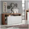 Image de Buffet de cuisine moderne 4 portes 184 cm blanc brillant bois cadiz mr