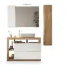 Image de Ensemble meuble de salle de bain hambourg l 110 - vasque + 2 tiroirs + 3 niches - chêne 439030KT110