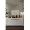 Image de Buffet FIRENZE - Décor Blanc Laqué et Chêne Cadiz - 4 portes 1 tiroir - L205 x P40 x H87 cm