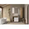 Image de Ensemble Meuble Salle De Bain 78cm Simple Vasque + Colonne - Coloris Chene Clair Et Laqué Blanc - Hambourg