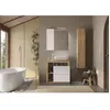 Image de Ensemble meuble Salle de bain 78cm simple vasque + colonne - Coloris chêne clair et laqué blanc - HAMBOURG