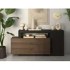 Image de Buffet avec 1 porte 3 tiroirs et 1 niche - Naturel et anthracite - RUSELO