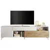 Image de Meuble tv - montecarlo xxl - 1 porte - 2 tiroirs - blanc laqué chene cadiz - 241 x 43 x 67 cm VEN1713311926505