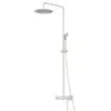 Image de Sined - douche murale levante en inox satine 316l pour interieur et exterieur avec melangeur thermostatique douchette manuelle et pommeau de 25 cm modele doccia-parete-levante-termostatica-inox