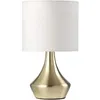 Image de Lampe a poser Onli - 052/LB - lampe a chevet doree en metal satine et abat-jour en tissu blanc