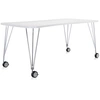 Image de KARTELL table sur roulettes MAX (L 190 cm / Blanc zinc - Pleateau laminé anti-rayures / Structure en acier chromé)