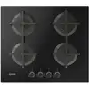 Image de Indesit Ing 61t/bk 1 Piano Gas Vetro Nero 60cm 4 Fuochi Griglie In Ghisa Lavabili In Lavastoviglie
