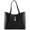 Image de FURLA Sac shopper noir en cuir pour femme - Goccia Tote Bag L Nero 311313