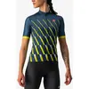 Image de Maillot Castelli Pendio manche courte bleu marine jaune femme - L