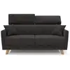 Image de Francy canapé convertible avec têtières réglables en tissu t17 160 cm (mat. 120x197) noir