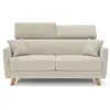 Image de Francy canapé convertible avec têtières réglables en tissu t17 200 cm (mat. 160x197) blanc