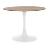 Image de Table À Manger Ronde Kulipa Ø100cm   Acier Blanc & Bois Naturel   4 Places
