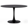 Image de Table À Manger Ronde Kulipa Ø120cm   Acier & Bois Noir Avec Veinure   6 Places
