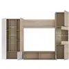 Image de Système mural raleigh, meuble tv modulaire pour salon, composition de salon avec éléments muraux et vitrines et lumière led, 260x42h185 cm, chêne et blanc 638