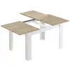Image de Table de salle à manger extensible, chêne canadien et blanc artik, dimensions 140 x 78 x 90 cm 683