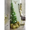 Image de Dmora - Sapin de Noël Aosta Sapin artificiel extra épais à demi-mur véritable Sapin effet PVC 361 branches hauteur 180 cm