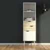 Image de Dmora - Bibliothèque Sandrine 50x39h171 cm Blanc Chêne Panneau effet bois