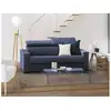 Image de Talamo italia canapé-lit 2 places sonia, canapé de salon, fabriqué en italie, ouverture pivotante avec matelas et filet inclus, avec appuie-tête réglables et accoudoirs minces, cm: 160x95h85, couleur bleu 8052773592758