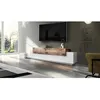 Image de Dmora Meuble TV de salon Made in Italy Meuble TV avec 3 portes et étagères cm 200x45h52 Couleur blanc brillant et érable