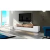 Image de Dmora Meuble TV de salon Made in Italy Meuble TV avec 3 portes et étagères 240x45h52 cm Couleur blanc brillant et érable