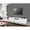 Image de Dmora Meuble TV de salon Made in Italy meuble TV avec 4 portes géométriques et 1 tiroir Cm 220x43h46 Blanc brillant