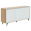 Image de Buffet acrolorum, buffet de cuisine, armoire design de salon, buffet moderne avec 3 portes et étagères, 154x40h75 cm, chêne et blanc Acrolorum