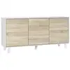 Image de Buffet acrolorum, buffet de cuisine, armoire design de salon, buffet moderne avec 3 portes et étagères, 154x40h75 cm, blanc et chêne Acrolorum