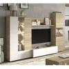 Image de Dmora - Meuble mural Angel 126 x 42 x h 32 cm chêne blanc Panneau effet bois et Verre