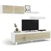 Image de Meuble Tv Effet Bois Beige, Blanc 200x41 Cm