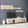 Image de Dmora - Meuble haut Anguria 200x41xh50 cm Blanc Chêne Panneau effet bois