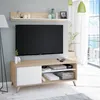 Image de Dmora - Support TV Dhuijse Buffet pour télévision de salon avec 1 porte Meuble TV de salon Buffet design 135x40h50 cm Chêne