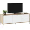 Image de Meuble Tv Effet Bois Beige, Blanc 147x41 Cm