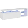 Image de Meuble Tv Effet Bois Blanc Brillant 150x41 Cm