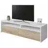 Image de Meuble tv ahuri, meuble tv, buffet de salon bas moderne, buffet télévision de salon avec 2 portes, 130x40h36 cm, blanc brillant Ahuri