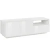 Image de Meuble Tv Effet Bois Blanc Brillant 150x43 Cm