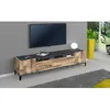 Image de Dmora - Meuble TV Raffaele Buffet bas de salon avec 2 portes base meuble TV 100% Made in Italy cm 200x40h47 Ardoise et Érable