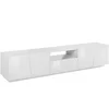 Image de Meuble Tv Effet Bois Blanc Brillant 220x43cm