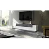 Image de Dmora - Meuble TV Dmirand Buffet bas de salon meuble TV 100% Made in Italy 200x45h52 cm Blanc Brillant et Gris Frêne