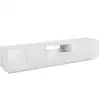 Image de Meuble Tv Avec Lumière Led Effet Bois Blanc Brillant 220x43 Cm