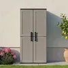 Image de Armoire dextérieur Dambrosin - Dmora - En PVC - Gris Noir 68x37h163 cm